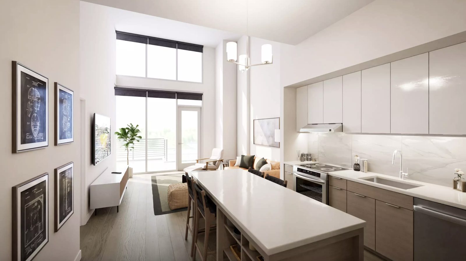 Finished apartment kitchen at One Rangers Way after final clearance