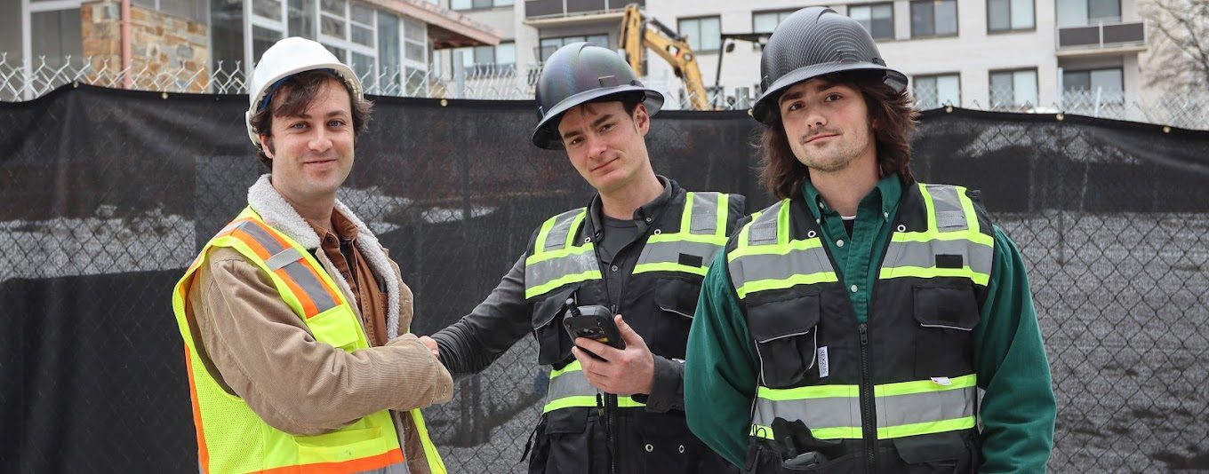 Prescient Environmental inspection team in hard hats and safety vests at a Washington DC construction site